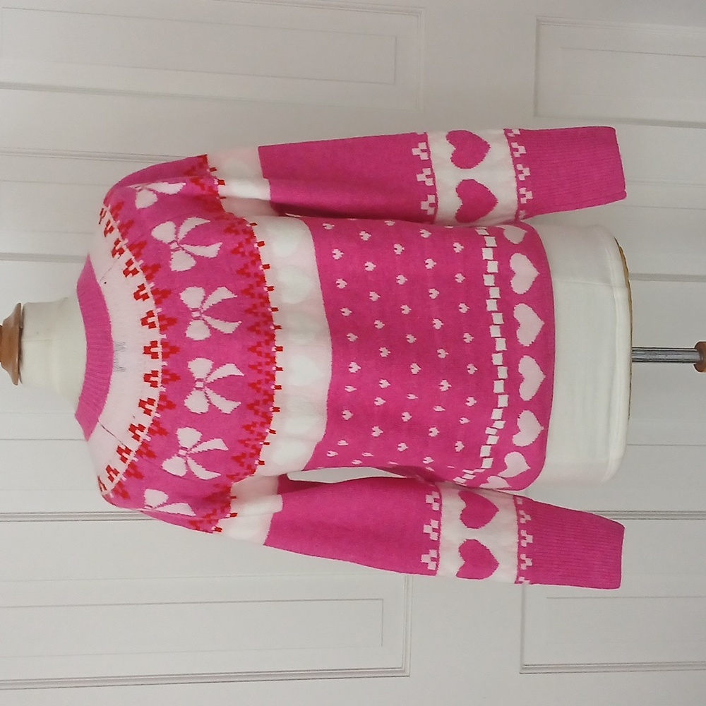 CeCe Heart Bow Fair Isle Sweater - Picture 4 of 7